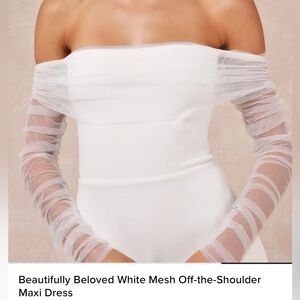Lulus White Mesh Off-the-Shoulder Maxi Dress